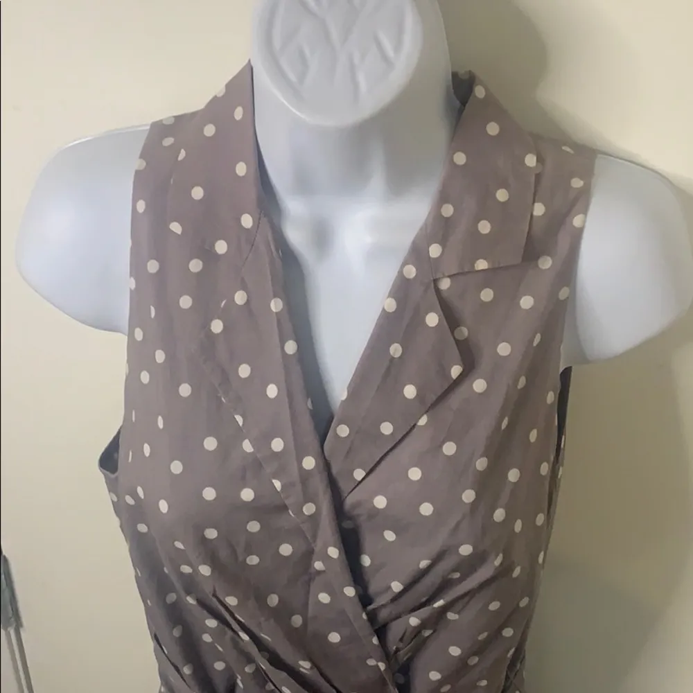 - polka dot dress tan & white pretty woman dress style s12 - Image 3