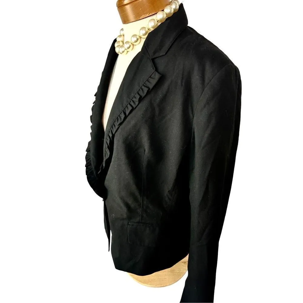 New York & co. Black ruffled collar blazer size 16 - Image 2