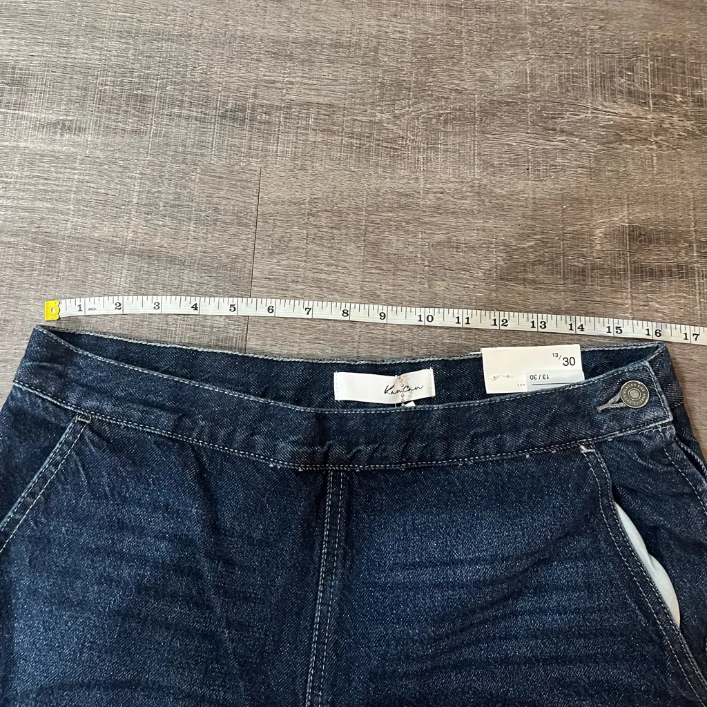 KANCAN High Rise Wide Leg Side Zip Jeans in Dark Wash Blue Size 30 - Image 6