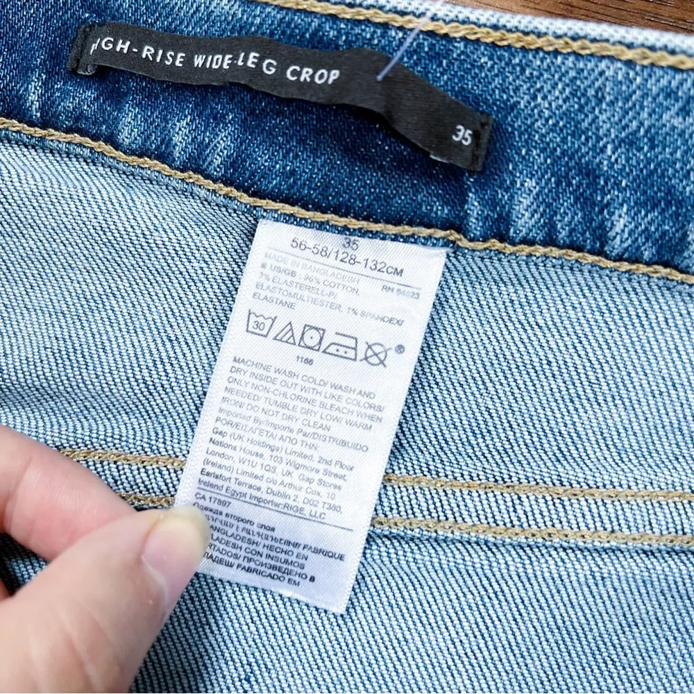 Banana Republic • High-Rise Wide-Leg Crop Jeans blue denim raw hem ankle - Image 6