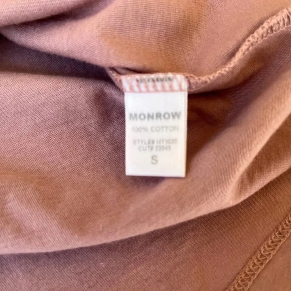 Monrow Boyfriend Pocket Crew Comfy Tee Shirt Top Long Sleeve Pink, Size S Pink - Image 10