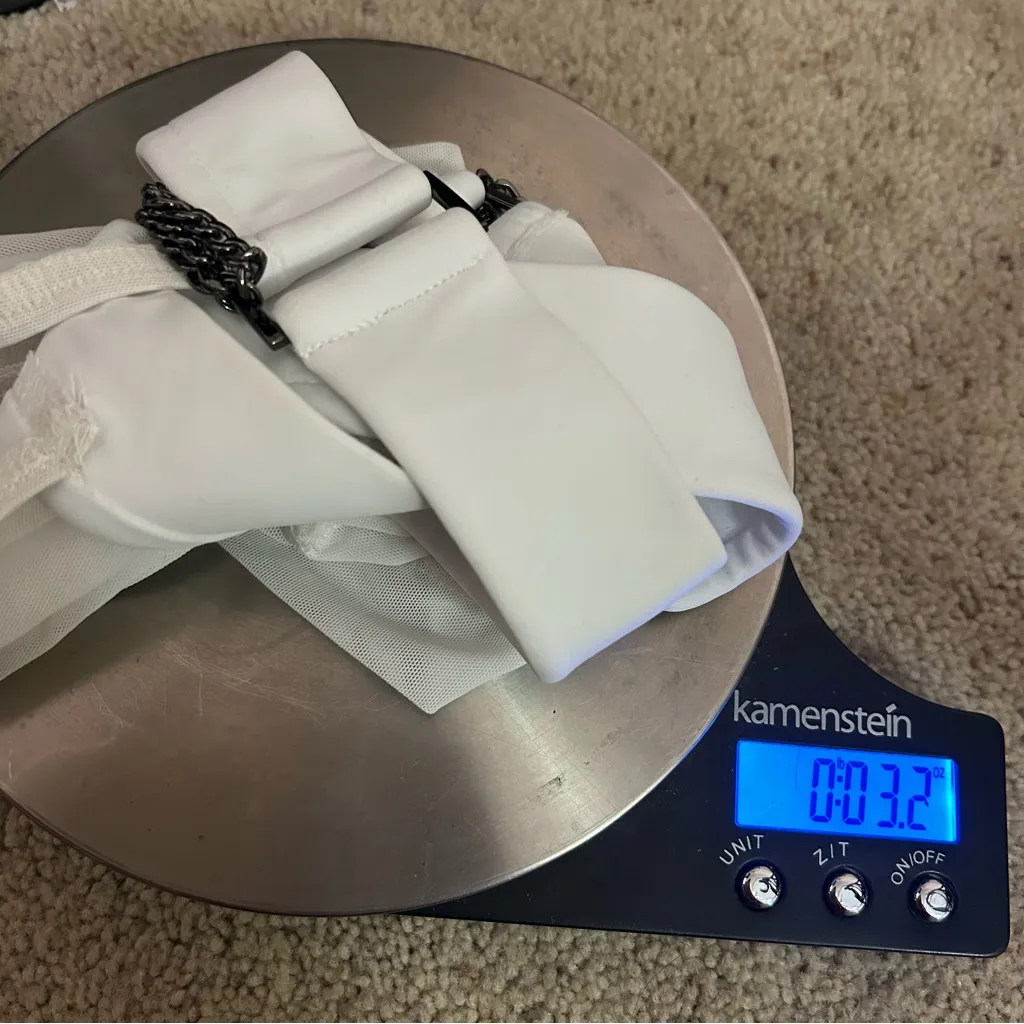 Syzygy The Label White Mesh Mini Skirt With Titanium Chains, High Waist Cut Outs - Image 15