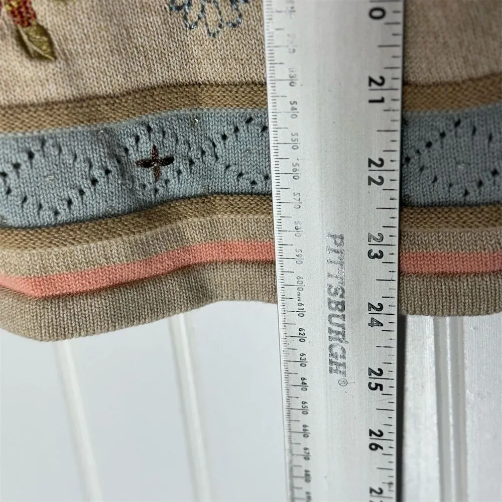 Alfred Dunner Knit Top S Floral Embroidered Pastel Cottagecore Ramie Cotton - Image 9