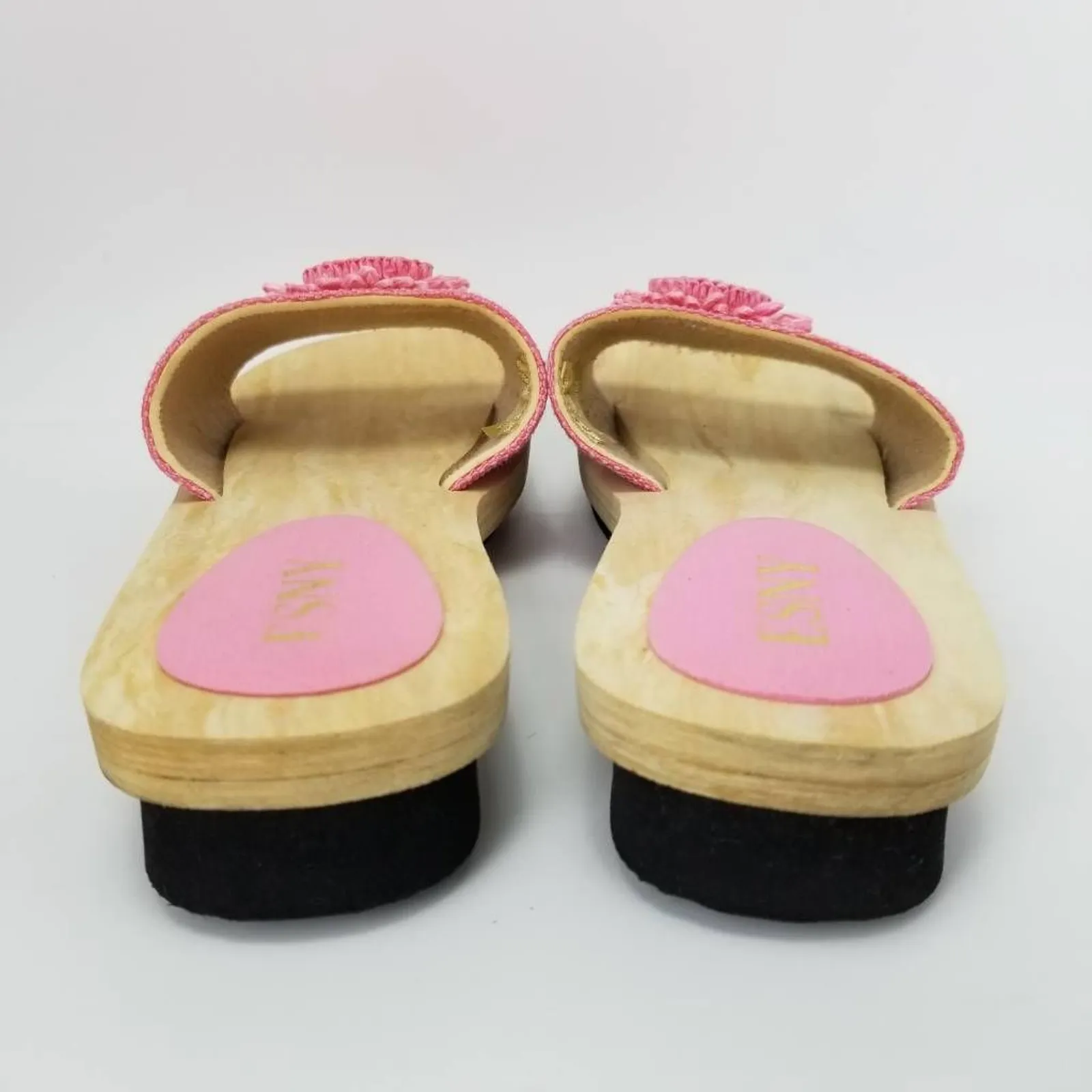 Esny Womens Slides Woven Sandals Pink Beige Floral Slip Ons 7 - Image 7