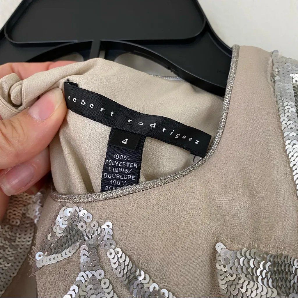 Robert Rodriguez  Sequin Shift Dress Ecru 4 - Image 2