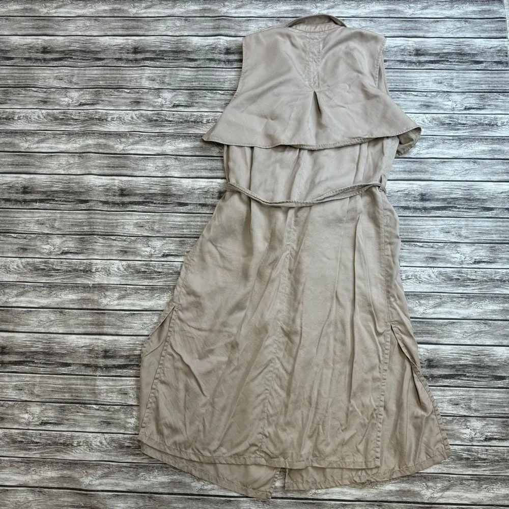 GAP Women's Open Front Safari Wrap Dress M Med Medium Tan Light Brown Khaki Tie - Image 16