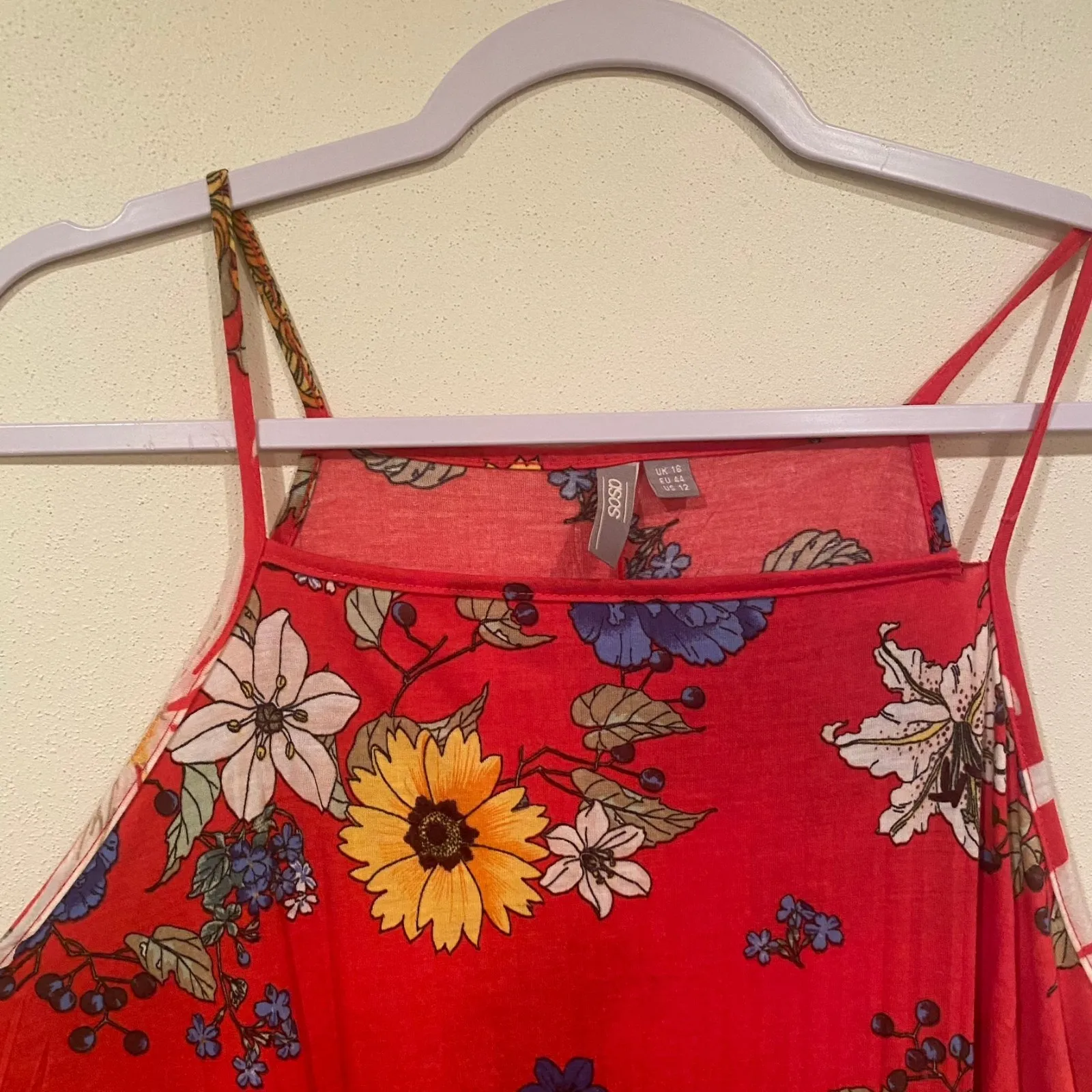 ASOS Pleated‎ Cami Maxi Dress Red Floral Print - Image 8