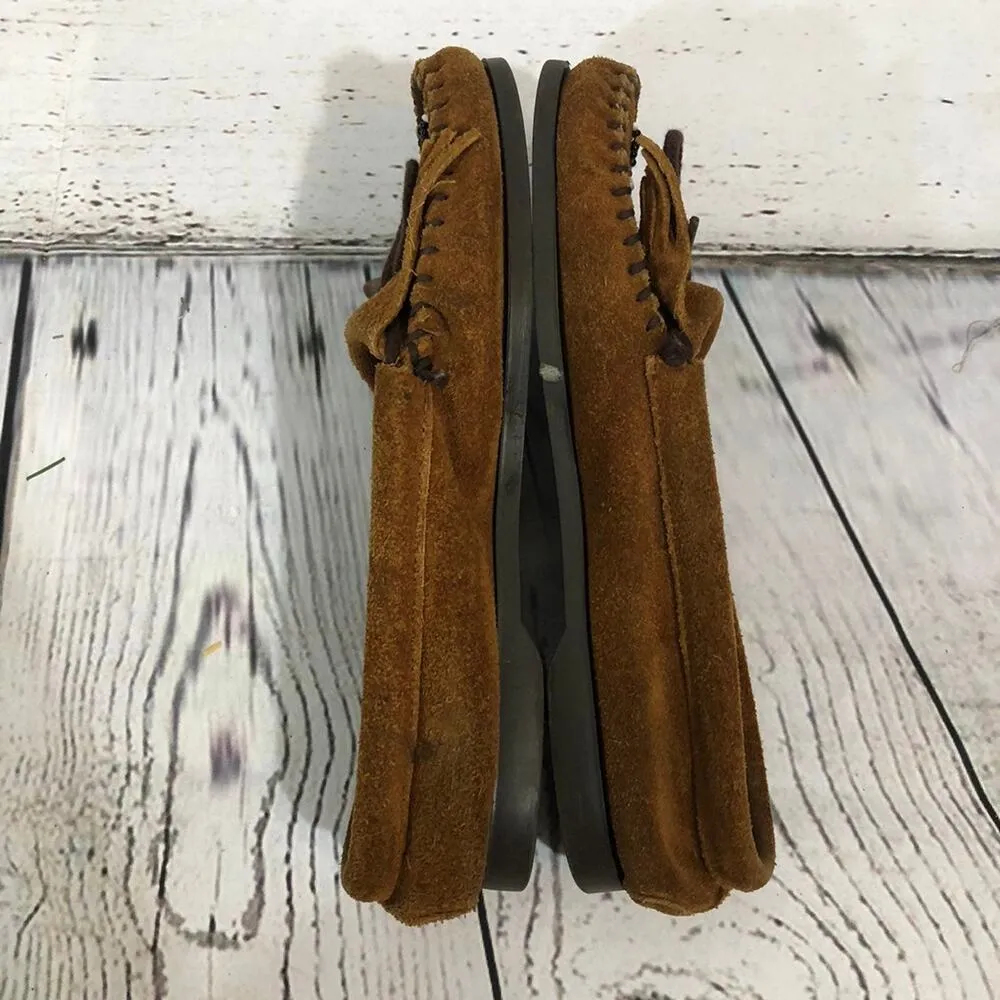 Minnetonka  Moccasins Thunderbird Boat Moc Brown beaded size 8.5 - Image 10