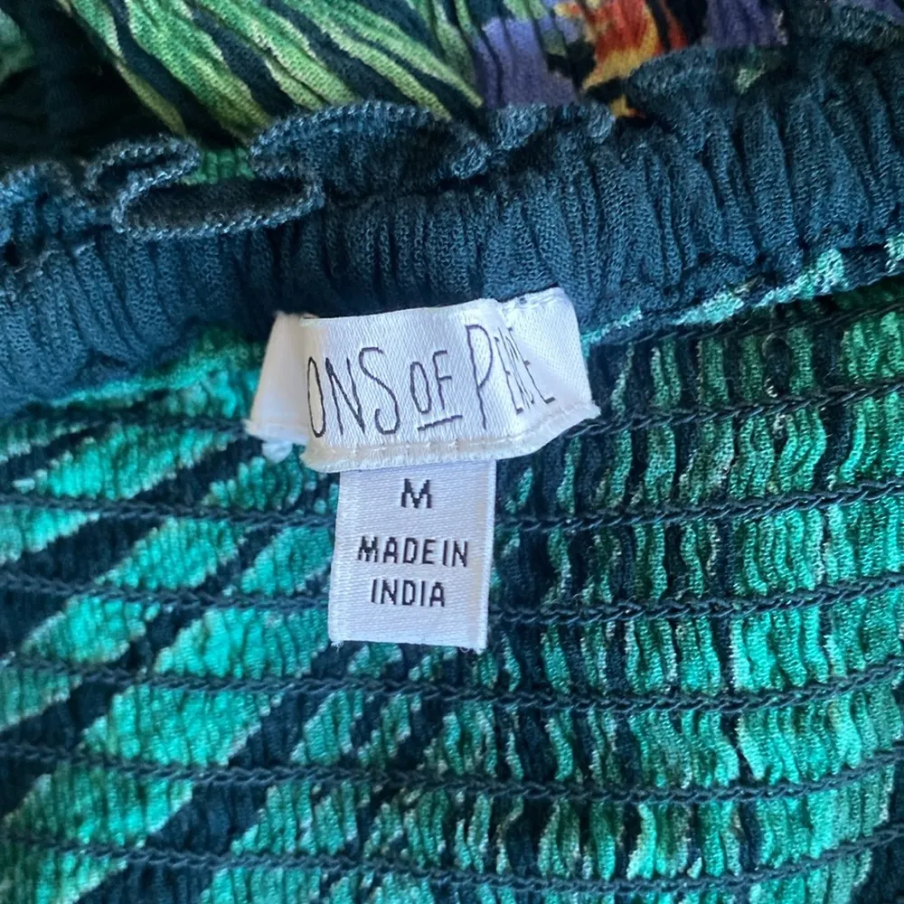 PATRONS OF PEACE Jumpsuit Romper Womens Sz Medium Green Tropical Leaf Print Vaca - Image 7