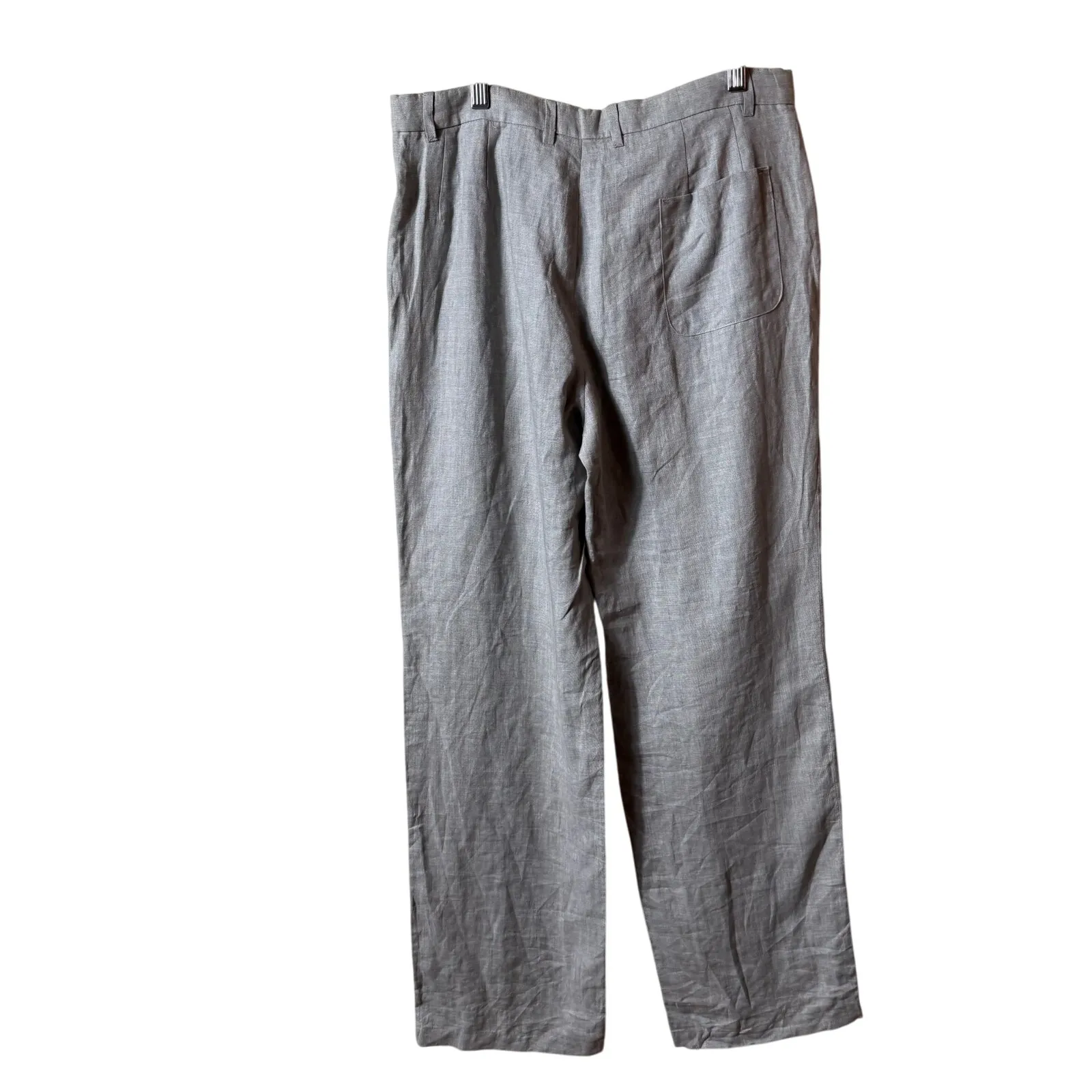 Zara Woman Flax Linen Pants SZ 8 Gray Lined Tie Wide Leg Classy Work Casual - Image 2