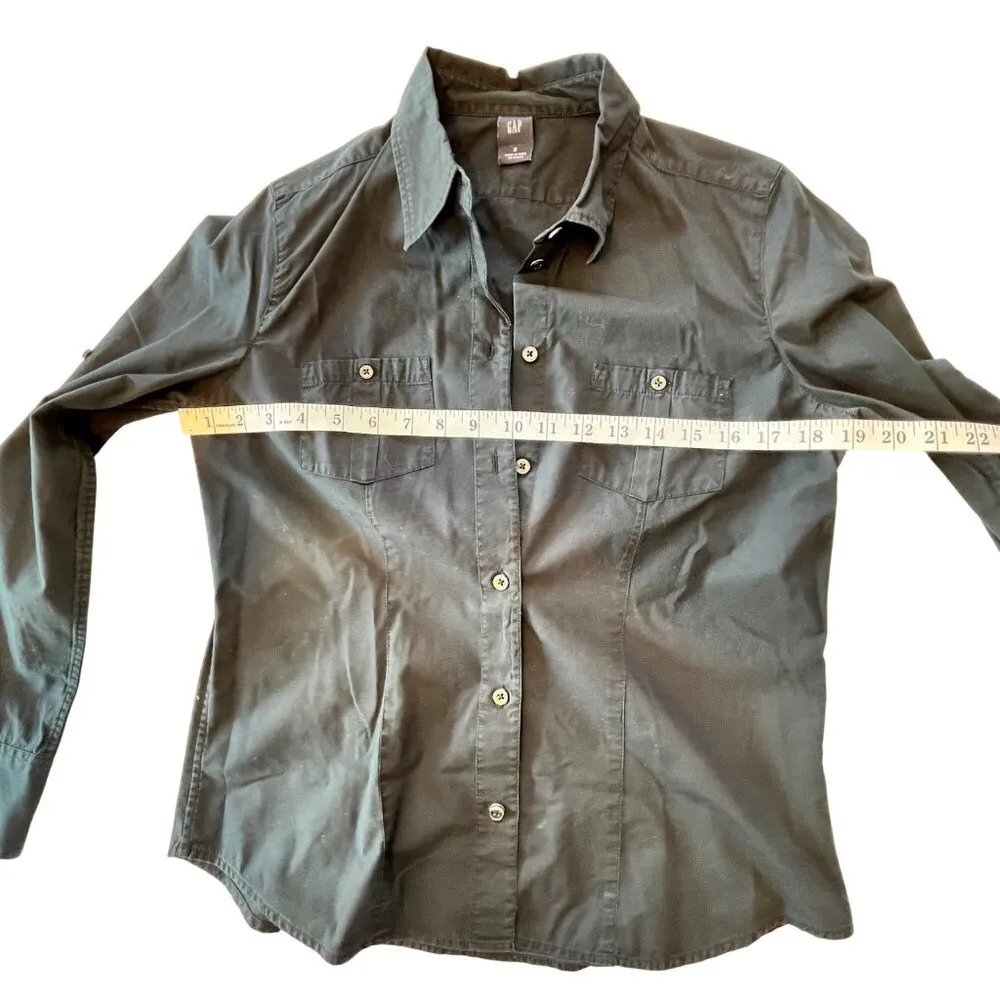 Gap Black Long Sleeve Button-Up Shirt M Womens Casual Cotton 87v - Image 6