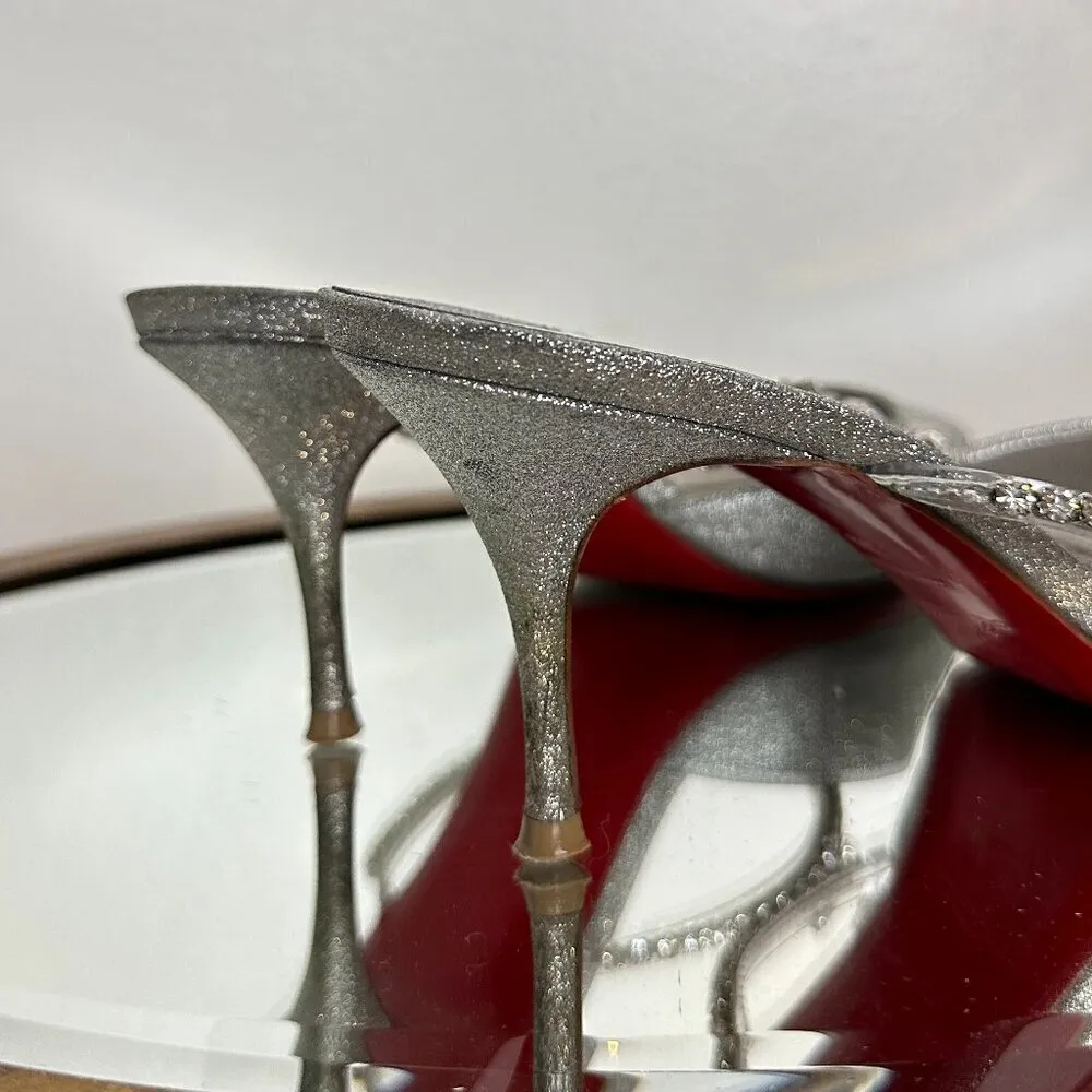 CHRISTIAN LOUBOUTIN Planet Queen 70 Glitter Leather Pump in Silver Glitter - Image 12