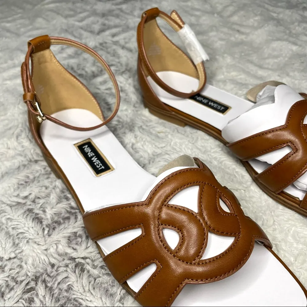 Nine West Genna Flat Sandals in Natural Leather - Image 6