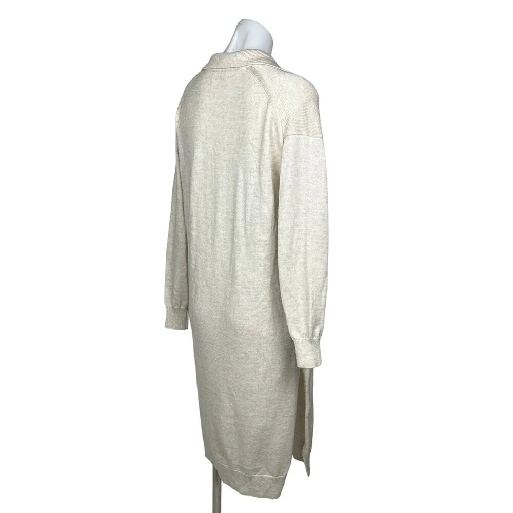 Aritzia Wilfred NWOT Cream White Knit Deep V Wool Collar Midi Sweater Dress 2XS - Image 7