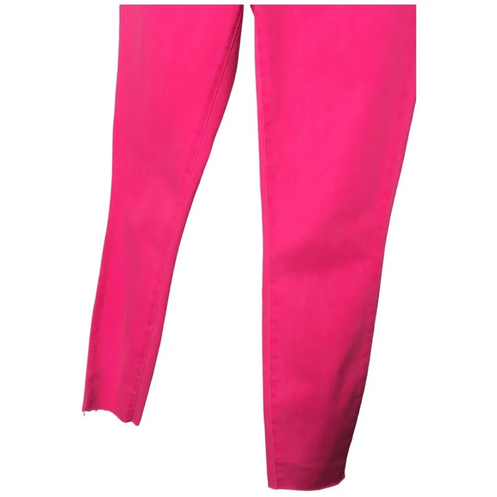 New L’Agence Margot High Rise Skinny Crop Raw Hem Jeans Flamingo Pink 26 Defect - Image 7