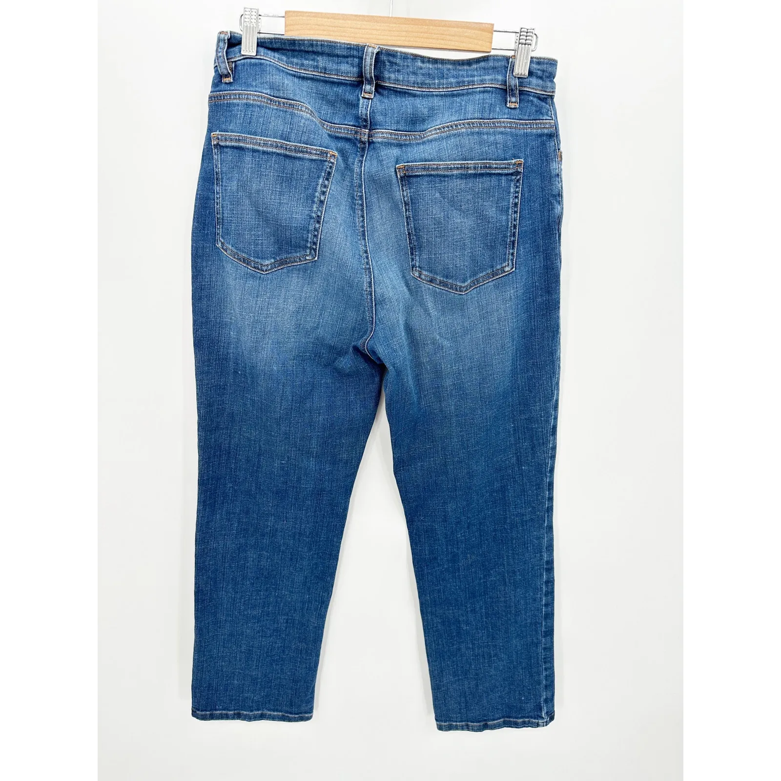 Eileen Fisher Women Organic Cotton Blend Straight Denim Jeans High Waisted Ankle - Image 2