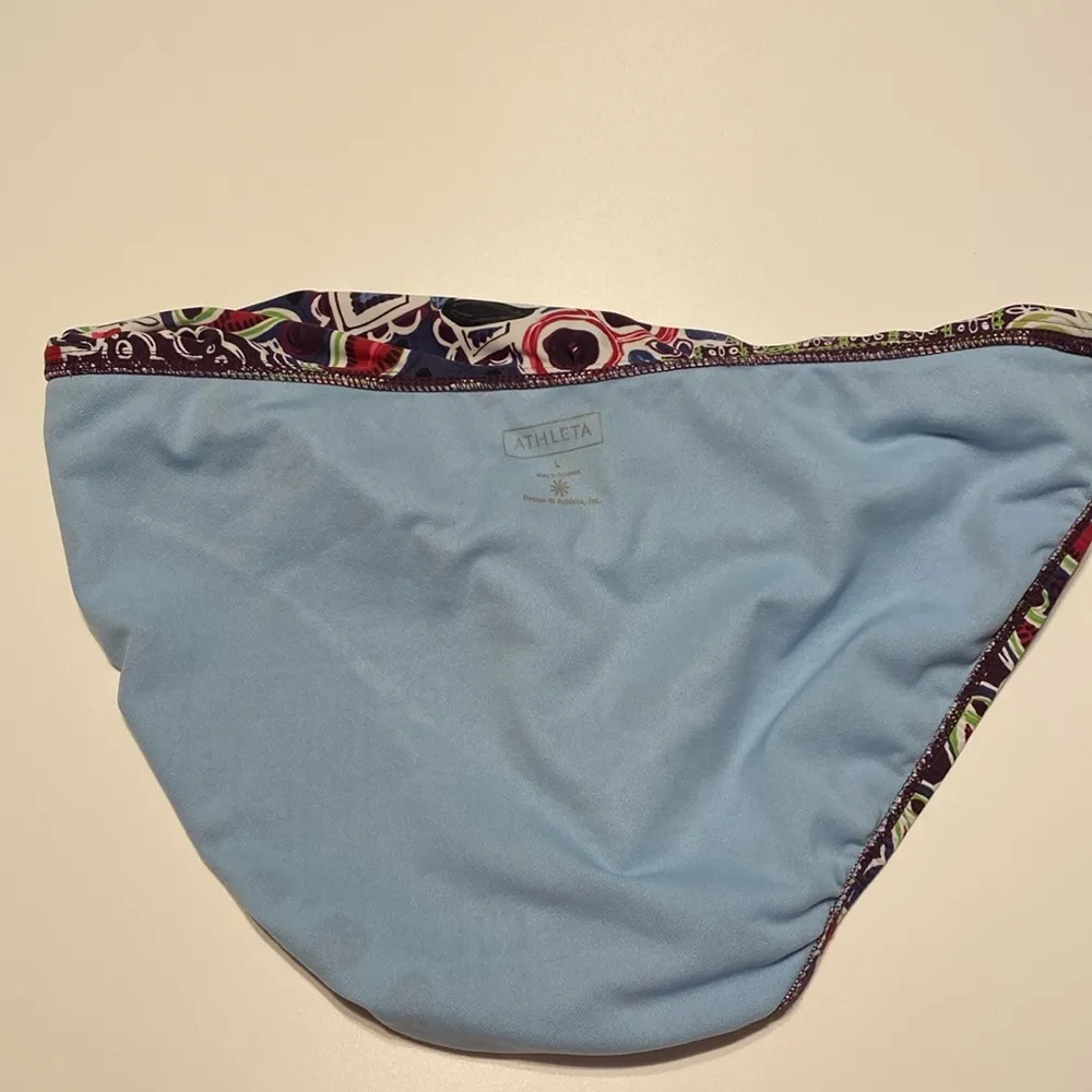 Paisley SWIMSUIT bikini bottoms fold down waist ruched sides size large - Image 7