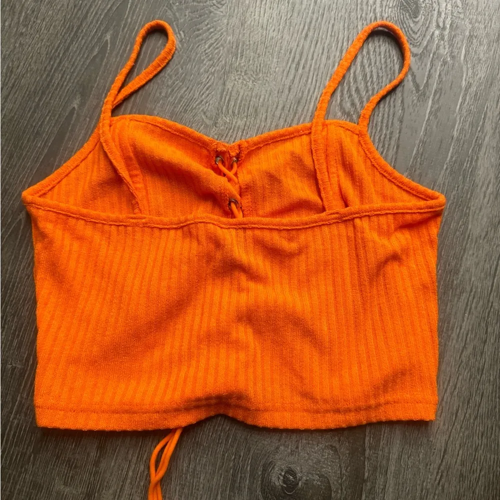 Orange lace up top Size M - Image 3