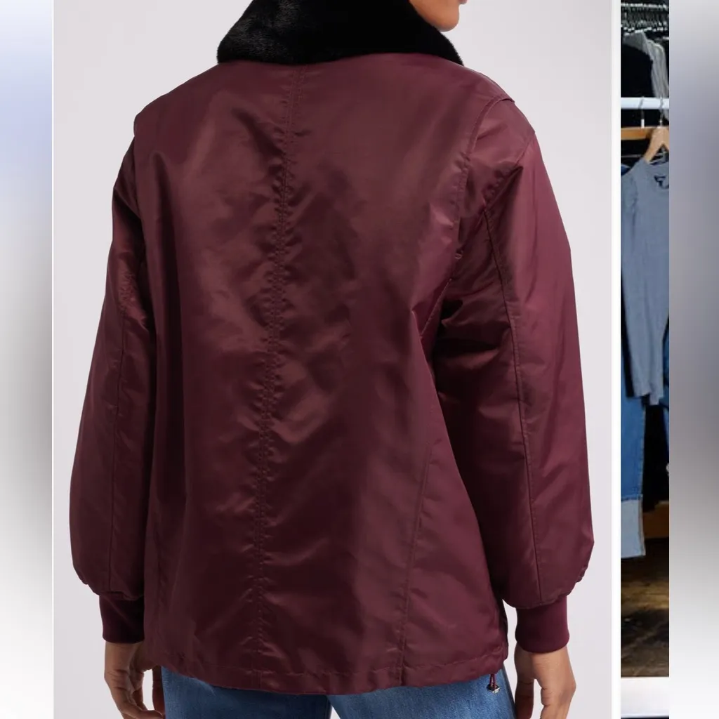 BLANKNYC Faux Fur Collar Jacket Burgundy Wine SZ small & medium - Image 2