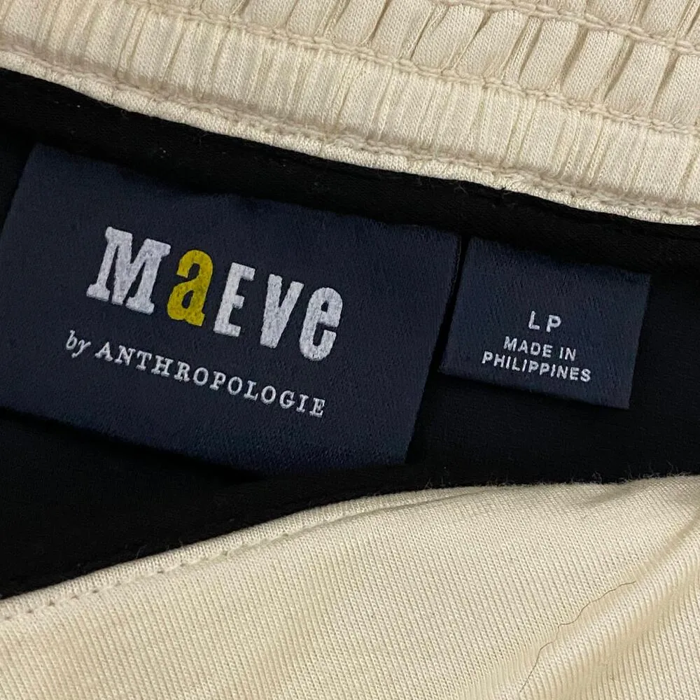 Anthropologie Maeve Cream Navy Blue Mini Dress Women's Size Large Petite LP NWT - Image 7