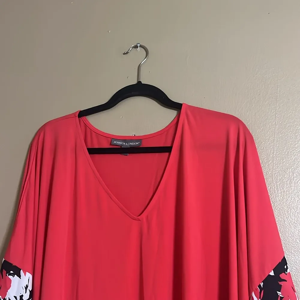 Top Sz 30/32 (3X) Scarf Sleeve Tunic Oversized Feminine Floral - Image 3