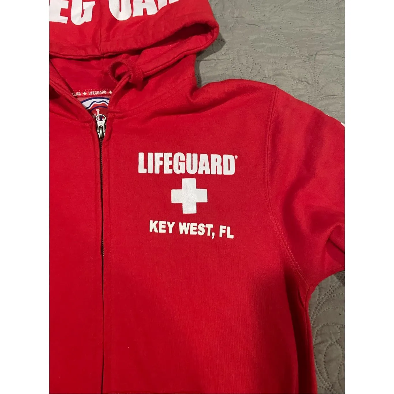 Lifeguard Zip Up Hoodie Sweatshirt Small Key West Florida Baywatch Small New Red - Image 4