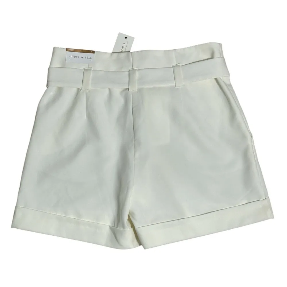 Cooper & Ella Boutique White Eyelet Front Tie Belt Dress Shorts NWT - Image 4