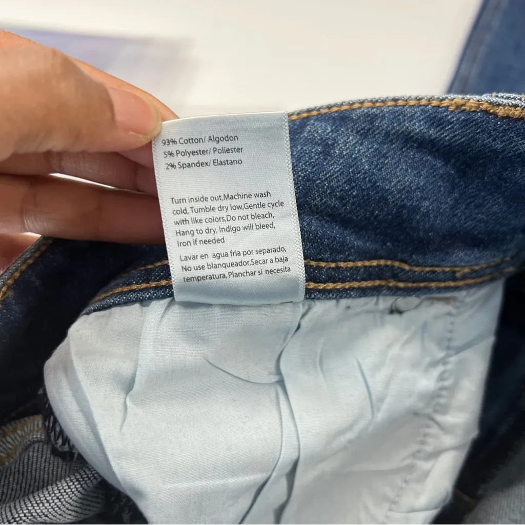 RISEN High Rise Stretch Distressed Denim Destroyed Hem Crop Jeans Size 13/31 Blue - Image 11