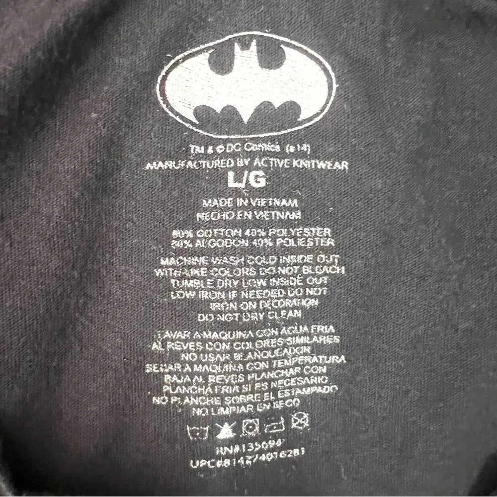 DC Comics Black Fitted Tee with Gold Embellished Batman Logo Women’s Size Large - Image 5