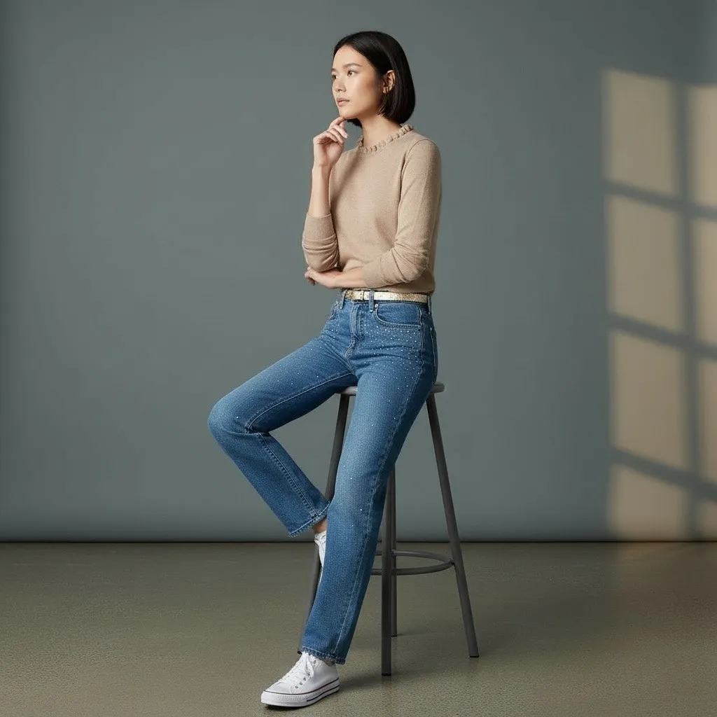 J.Crew Extra Small Cotton beige ruffleneck Pullover knit long sleeve sweater Tan Size XS - Image 2