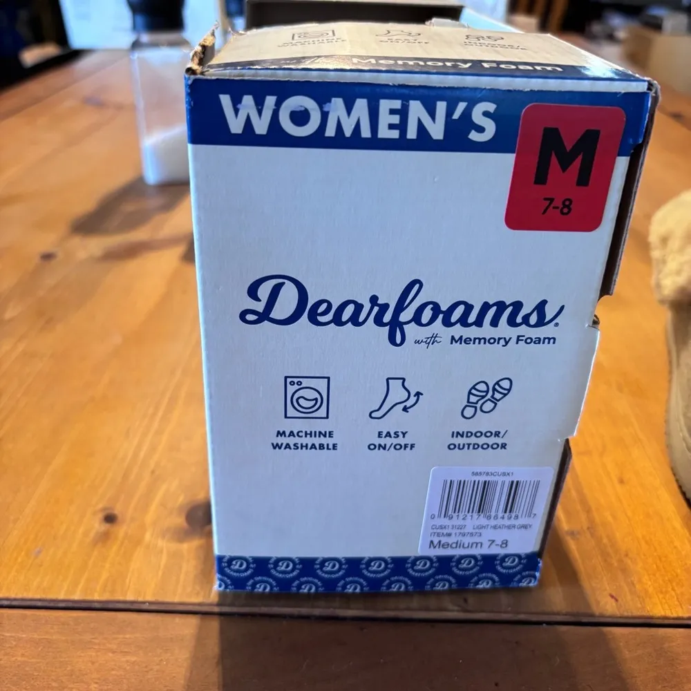 Dearfoams womens memory foam slip on cozy house shoes slippers gray M(7-8) - Image 7