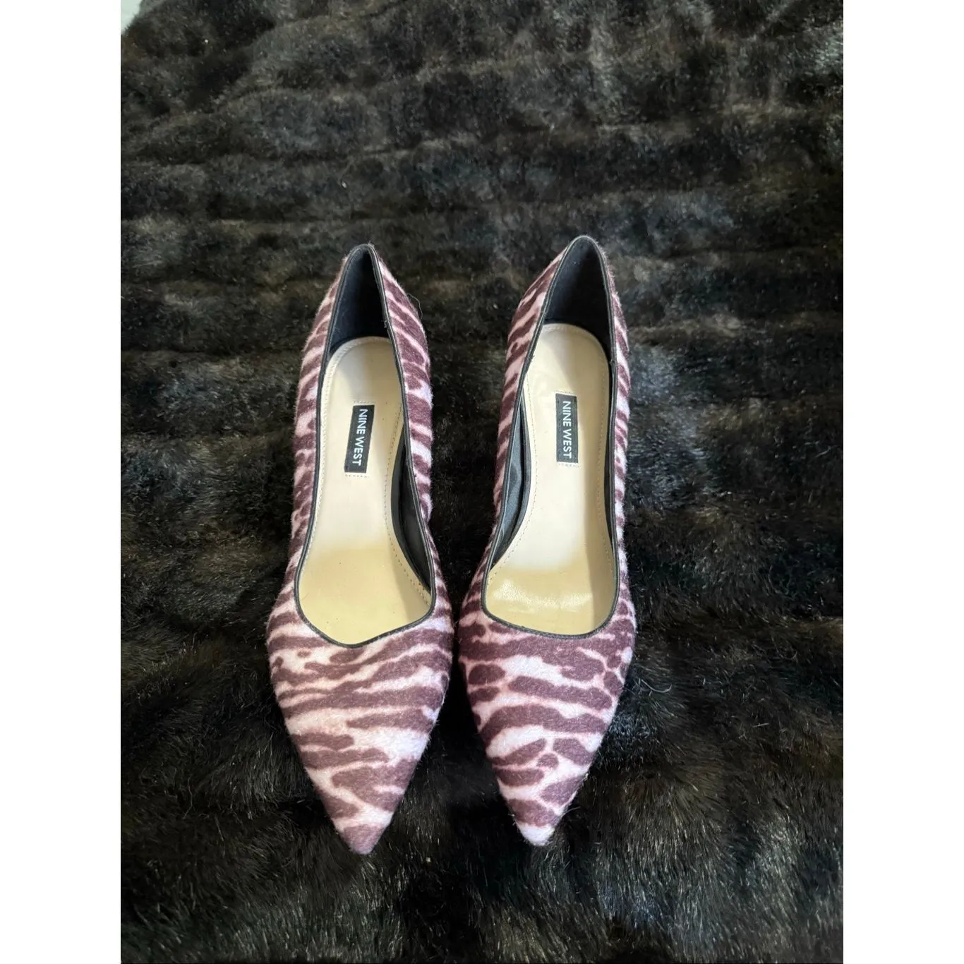 Nine West Tiger Print Mauve Jolandap2 Pumps Heels Shoes Women's Sz 9 calf hair - Image 2