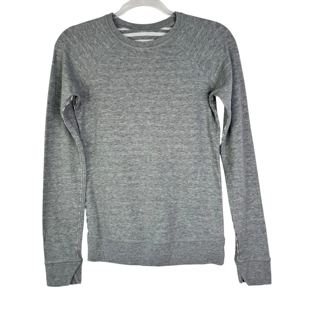 LULULEMON Open Your‎ Heart Long Sleeve II Reversible Gray Striped Heathered XS 4 - Image 3