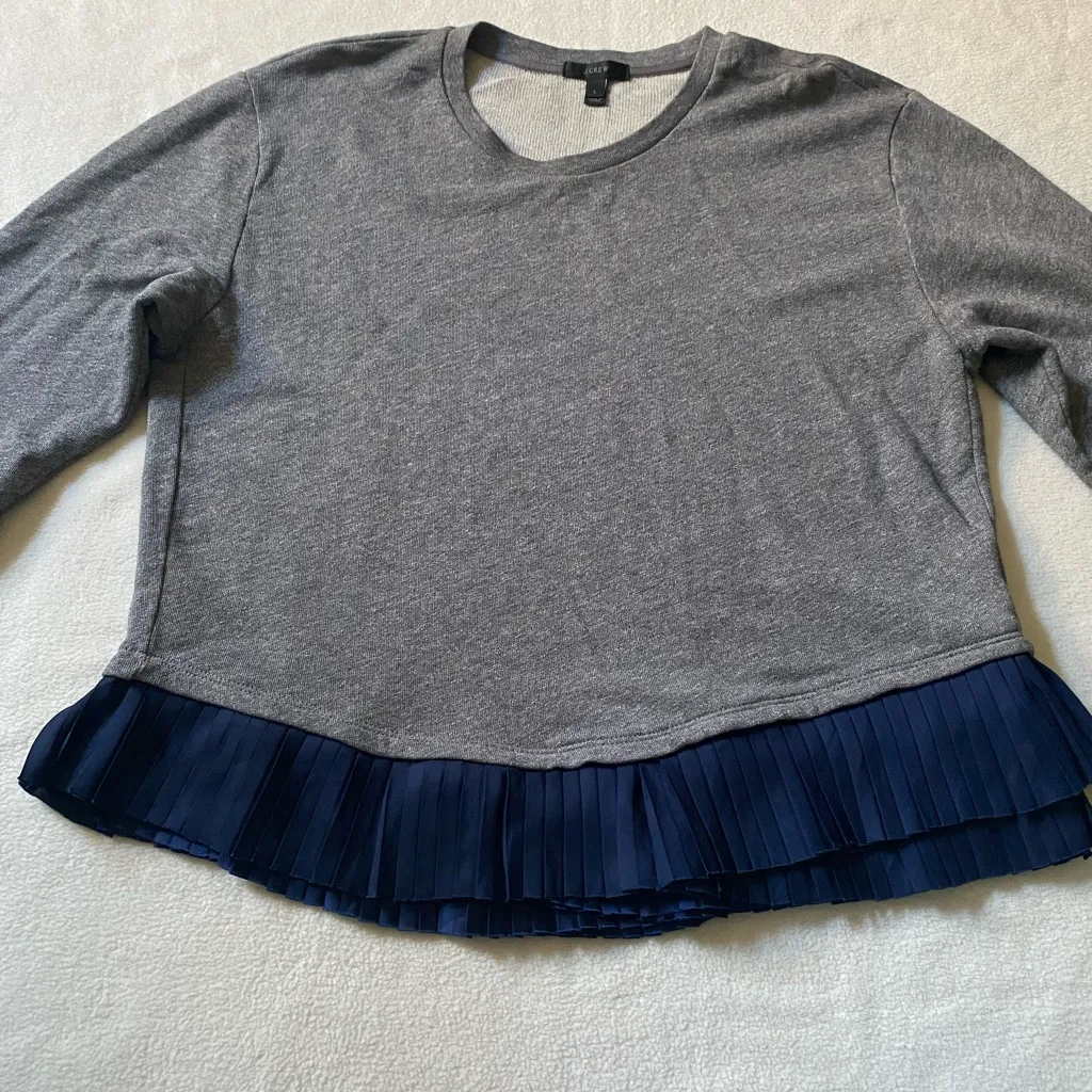J. Crew Gray Ruffled Long Sleeve Sweatshirt - Image 4