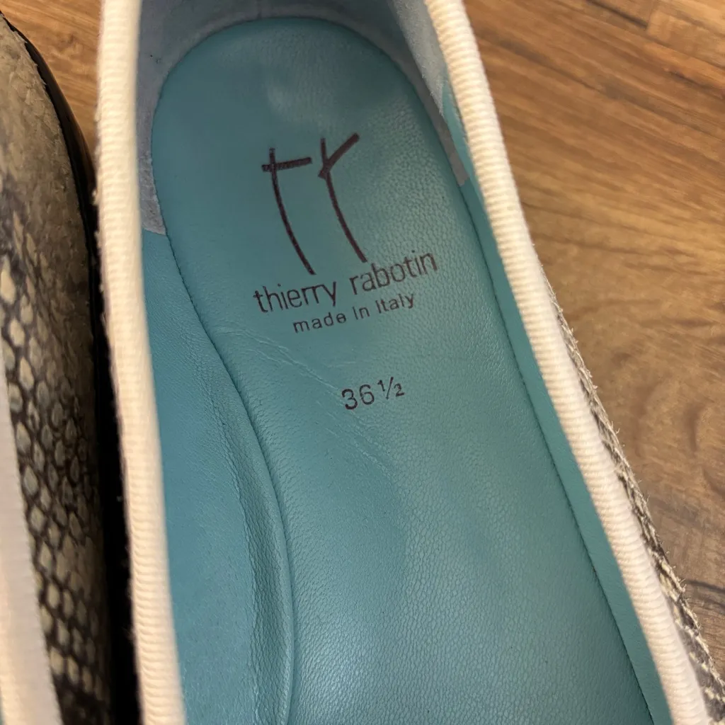 Thierry Rabotin Gem Snake Print Leather Ballet Flats Shoes Made in Italy Blue Size 6 - Image 2
