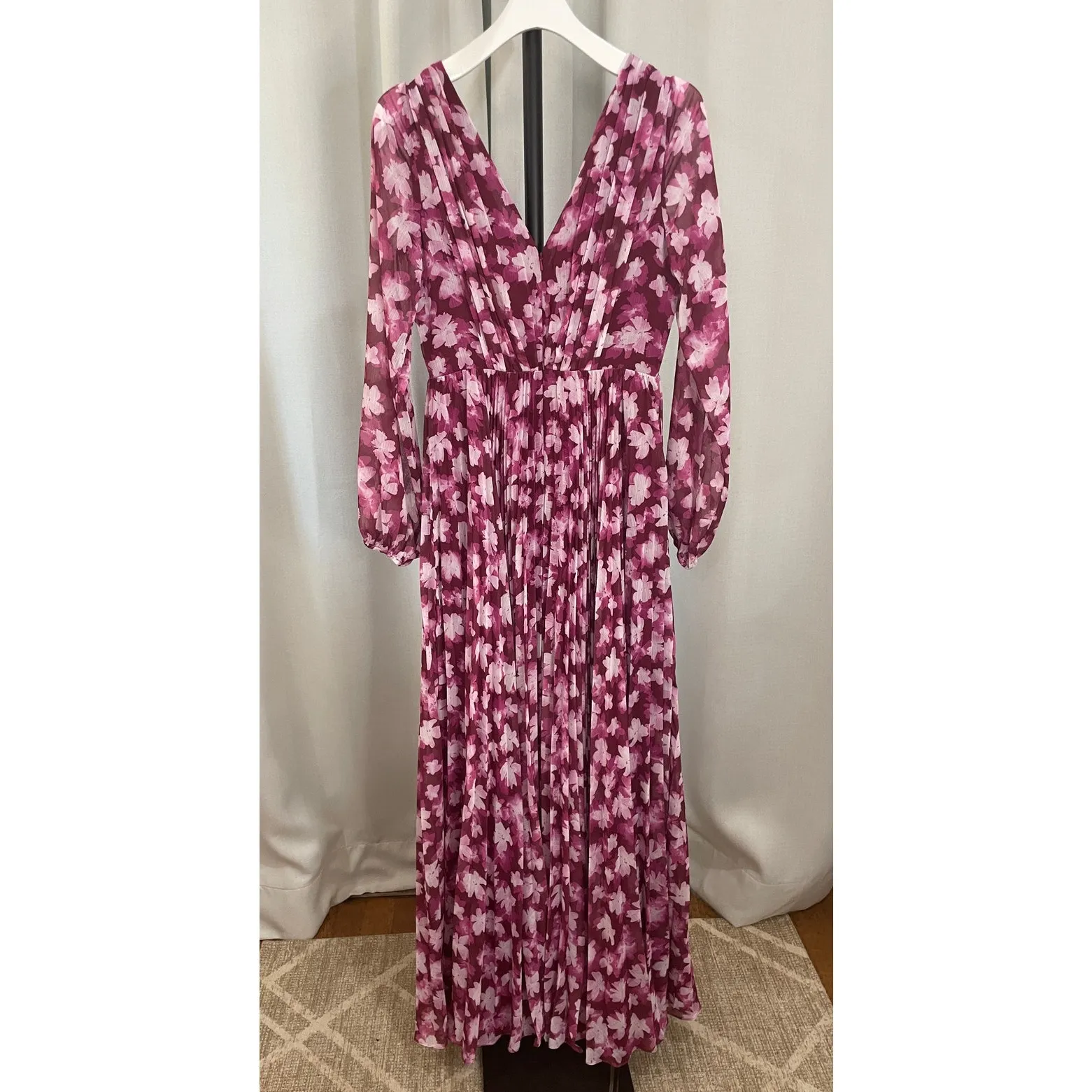 ML Monique Lhuillier Melanie Long-Sleeve V-Neck A-Line Maxi Dress Size 4 NWT - Image 11