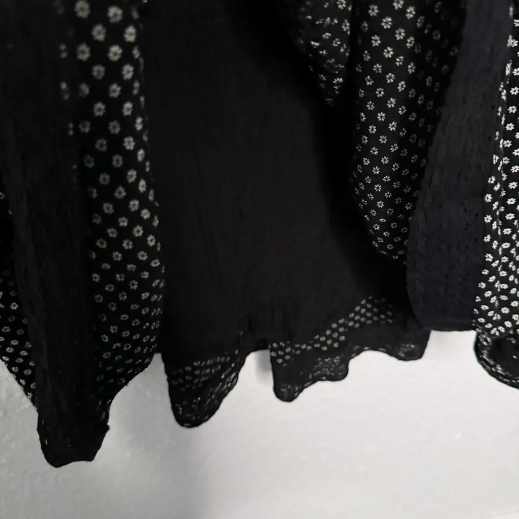 FREE PEOPLE BLACK LATICE AND FLORAL MINI DRESS SIZE S - Image 10