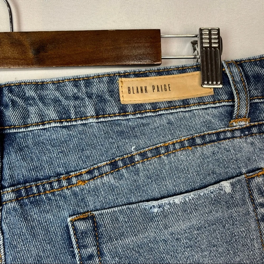 Blank Paige Medium Wash Distressed Denim Shorts L - Image 26