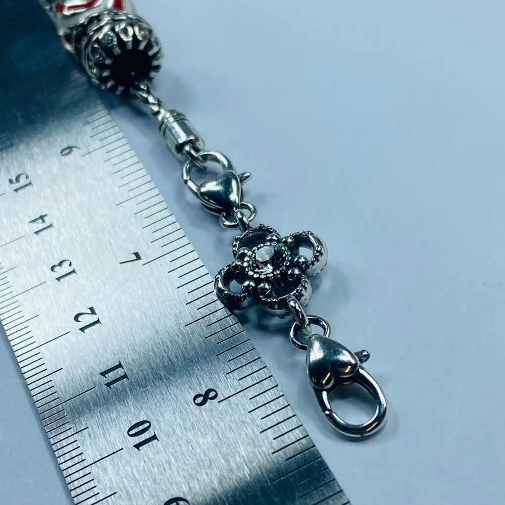 Brighton Bracelet Peppermint Twist 3 Bead Charms Adjustable Lobster Claw Clasp - Image 9