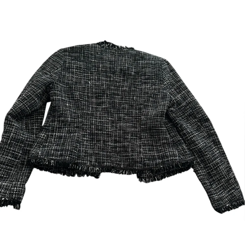 Cato Women's Black Tweed Jacket Open Front Size M - Image 8
