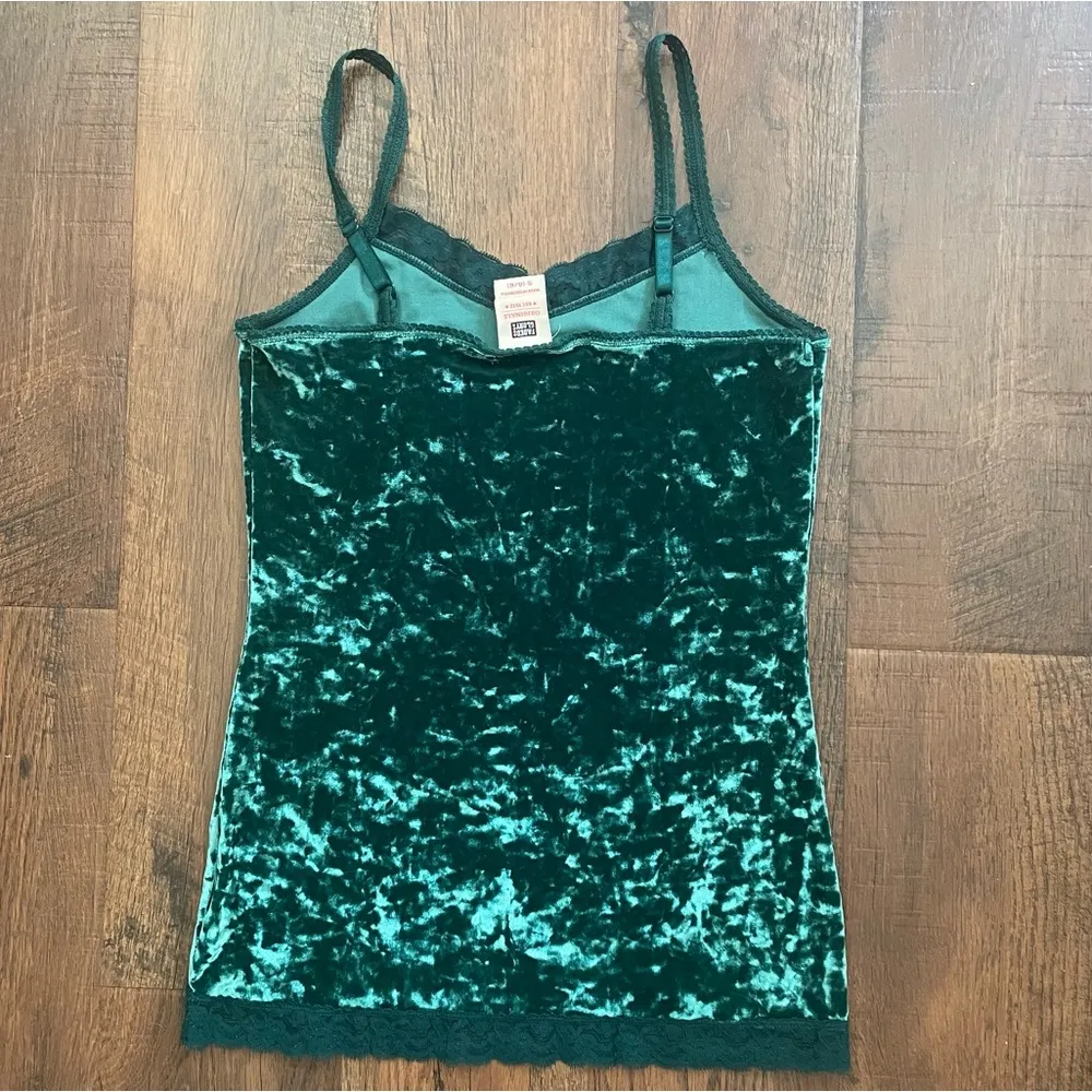 FADED GLORY green crushed velvet camisole tank, size S (4/6) - Image 2