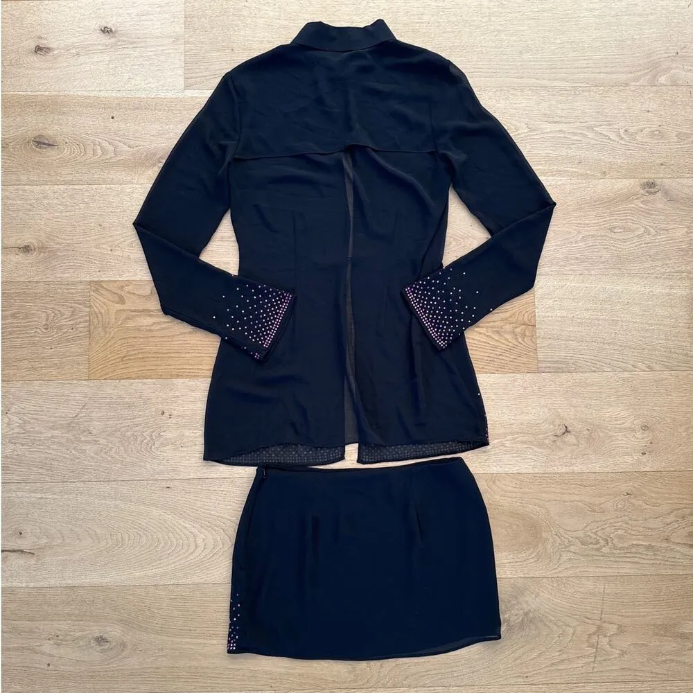 House of CB - Mistress Rocks Mini Skirt in Black with Purple Crystals - Image 8