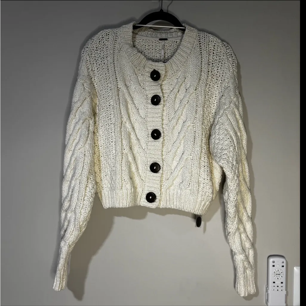 FREE PEOPLE Cream Bonfire Cardigan Size L - Image 2
