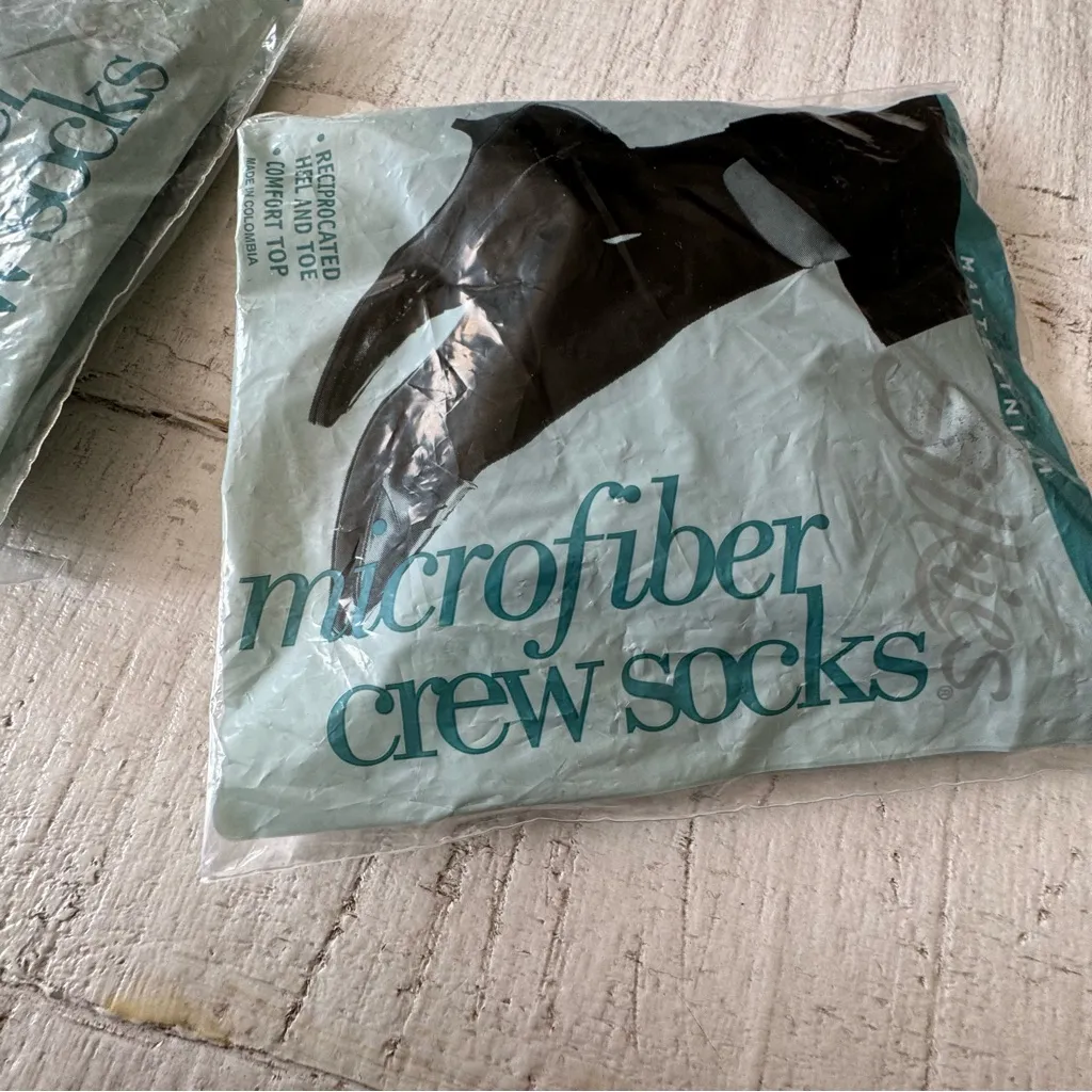 Vintage Silkies Microfiber Crew‎ Socks NEW Lot of 2 Black Brown Comfort Top - Image 5