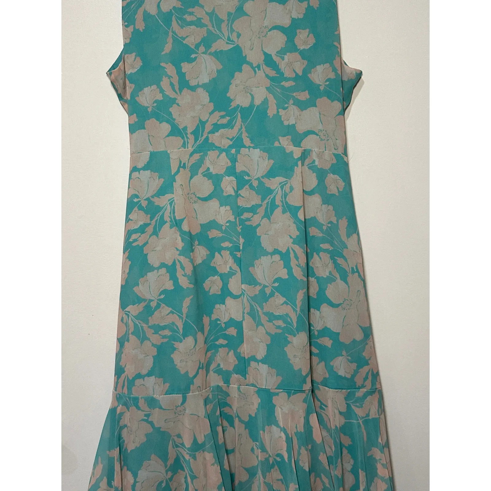 Hutch Trinity Ruffled Chiffon Wrap Maxi Dress Teal Floral Size Large NWT Wedding - Image 12