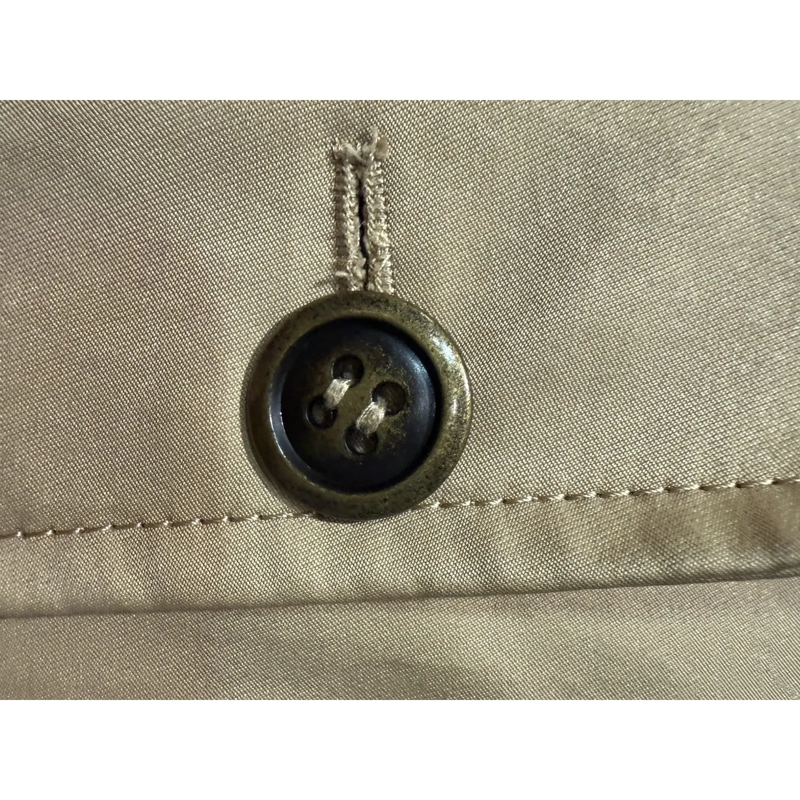 St. John Collection Tan Swing Trench Coat Quilted Satin Lining Classic Luxury S - Image 4