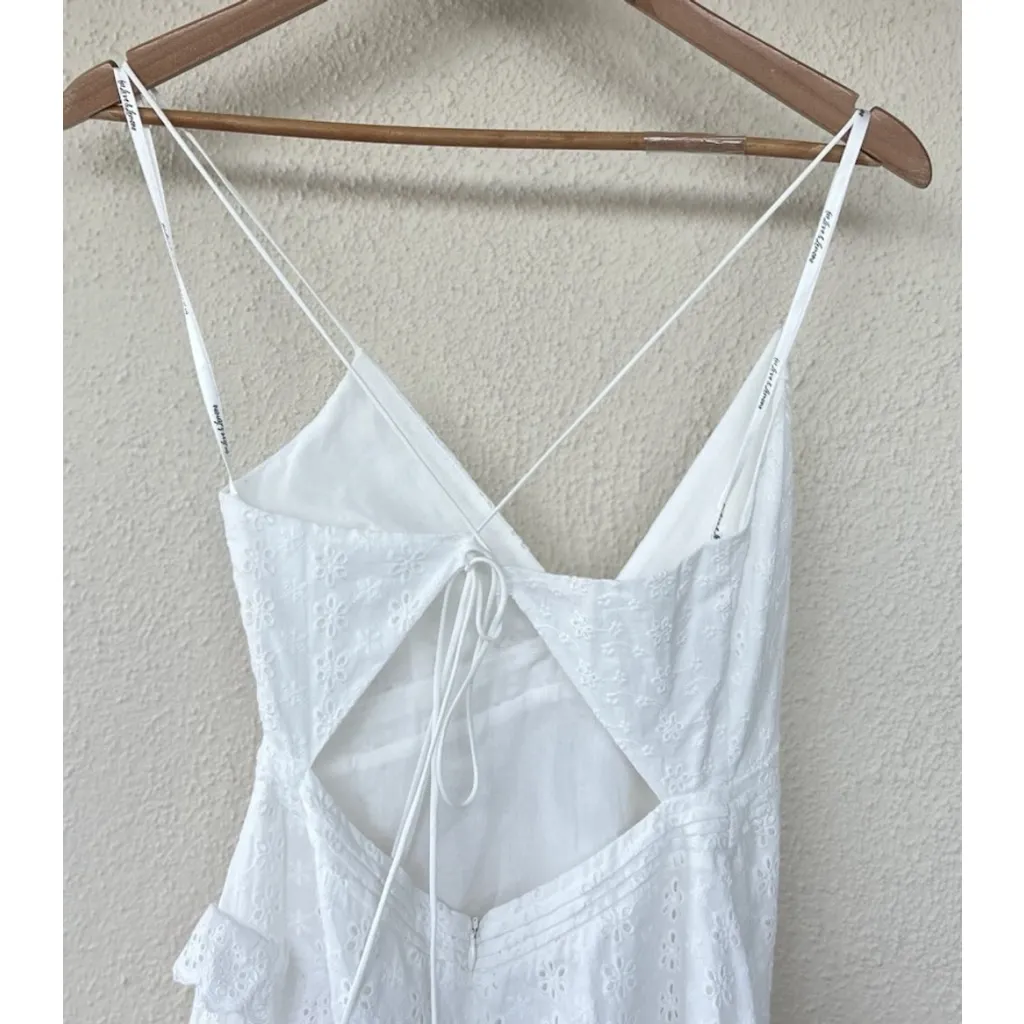 For Love And Lemons Rosalyn Maxi Dress White Sheer Eyelet Asymmetrical Patchwork Size XS - Image 9