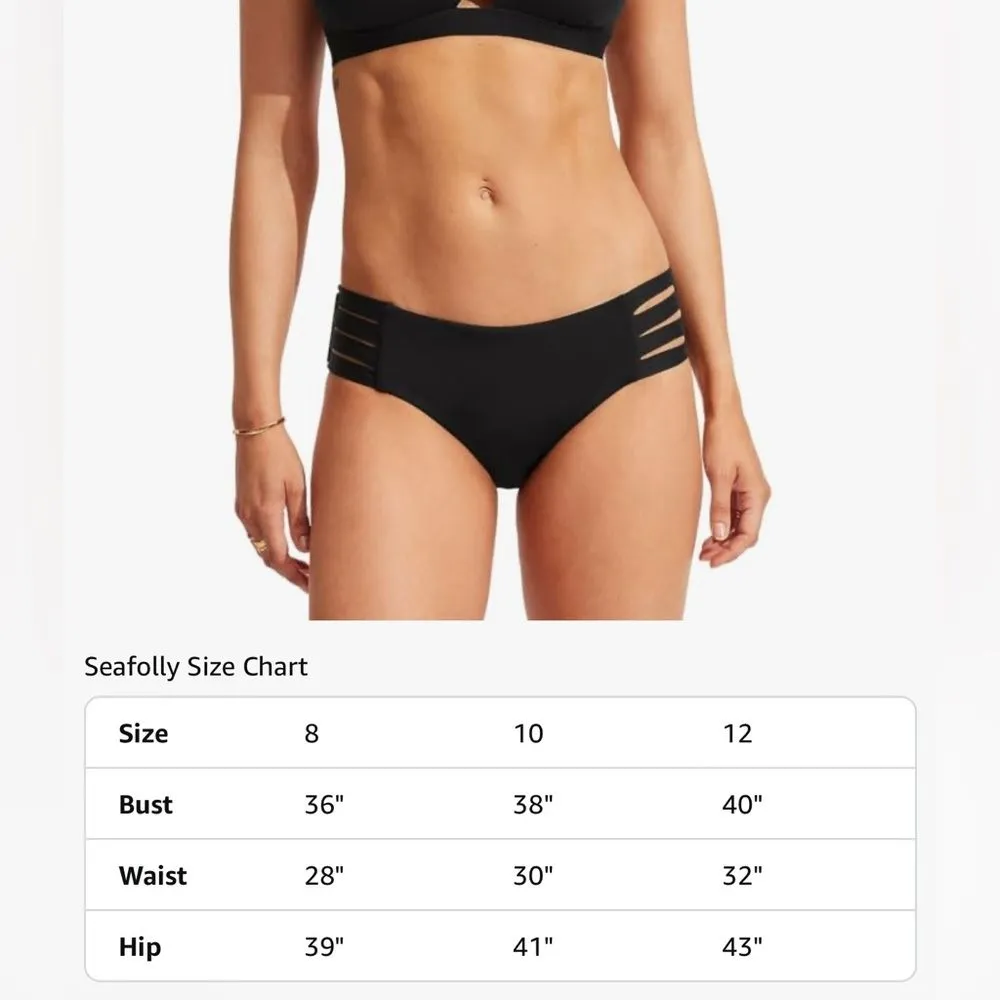 Seafolly Women's Multi Strap Hipster Bikini Bottom Eco Collective Black 10 NWT - Image 13