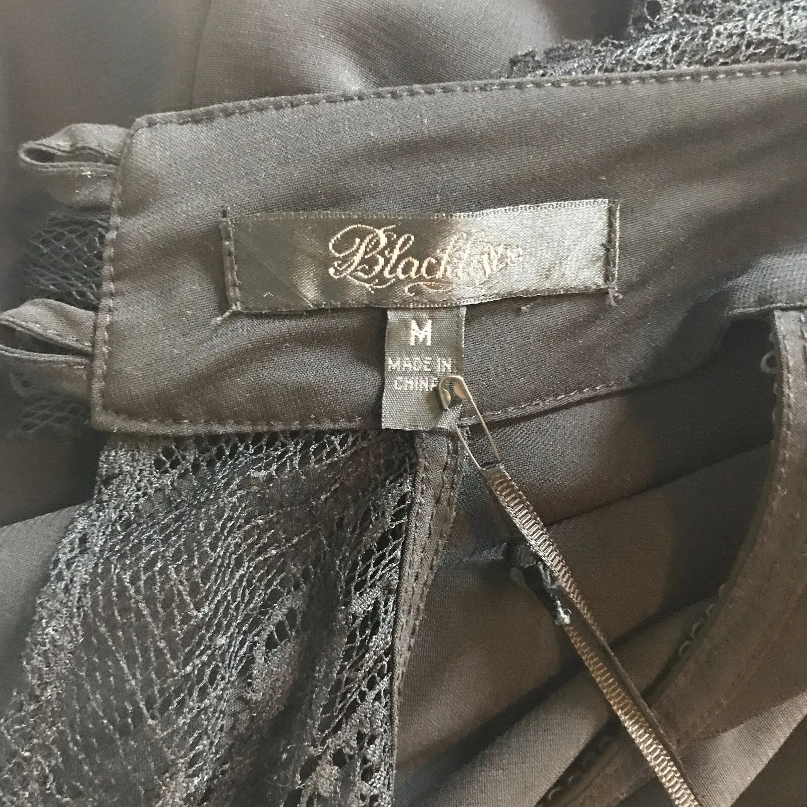 Vintage Lip Service Gothic Lolita Victorian Chiffon & Lace Open Shoulder Top M - Image 10