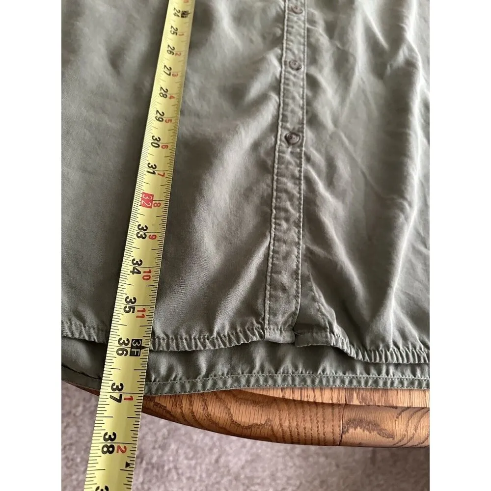 Merona Women M Olive Green Long Sleeve Button Up Shirt Dress Casual - Image 8